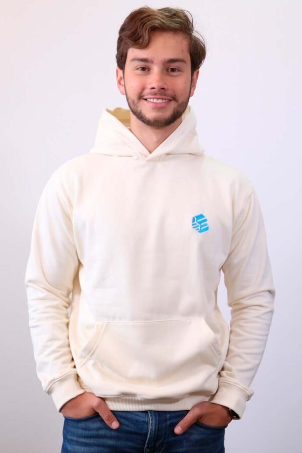 Be-Ivory White Essential Hoodie hombre- banco marfil