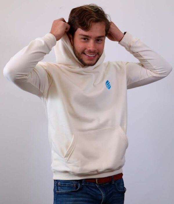 Be-Ivory White Essential Hoodie hombre- con capota