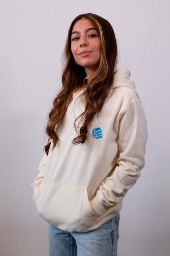 Be-Ivory White Essential Hoodie mujer