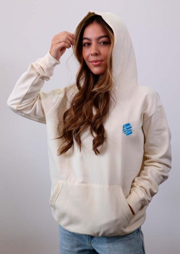 Be-Ivory White Essential Hoodie mujer con capota