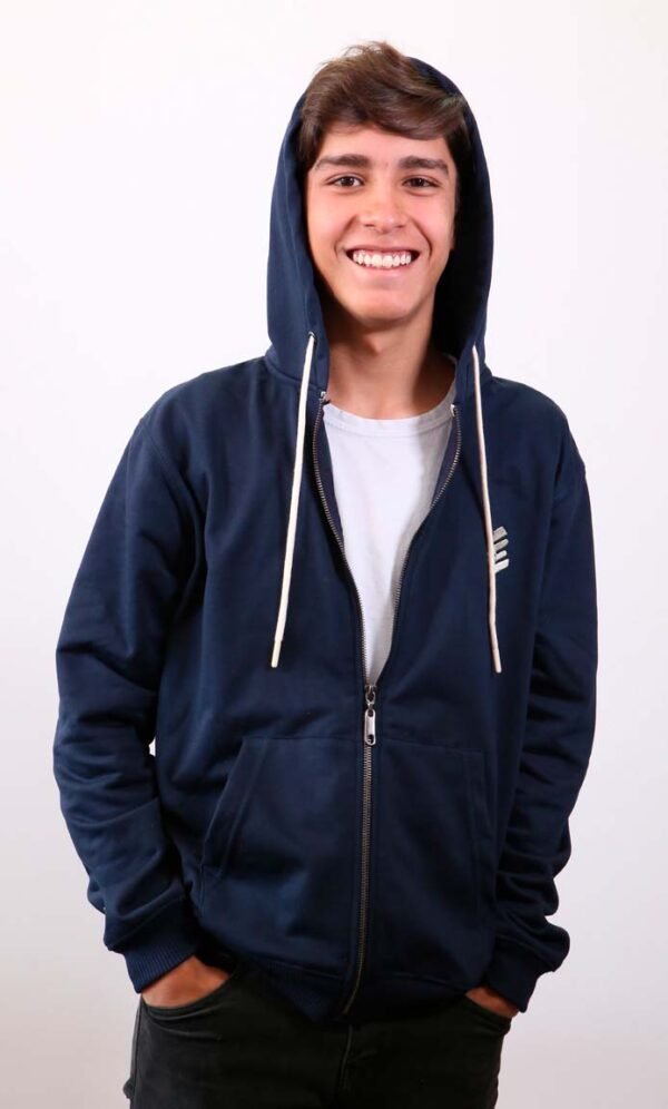 Be-Midnight Blue Zip Hoodie Hombre capota