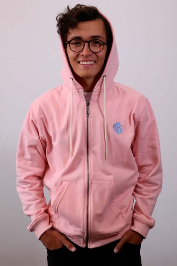 Be-Baby Pink Zip Hoodie hombre con capota