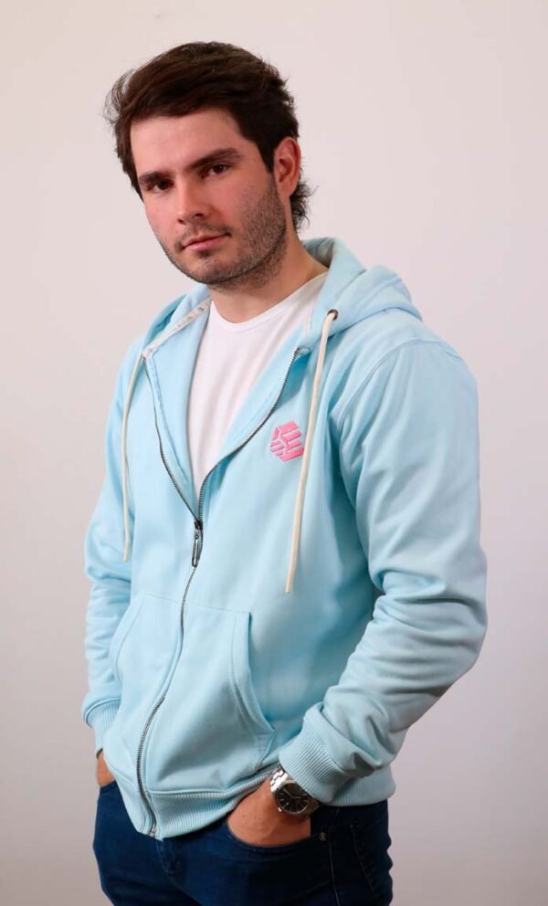 Be-Sky Blue Zip Hoodie hombre