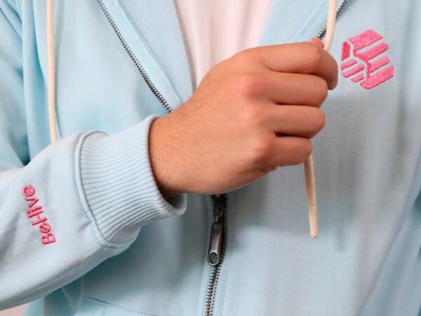 Be-Sky Blue Zip Hoodie detalles 1