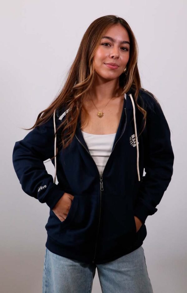 Be-Midnight Blue Zip Hoodie Mujer