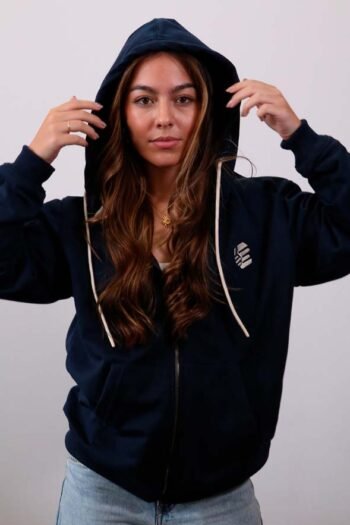 Be-Midnight Blue Zip Hoodie Mujer con capota