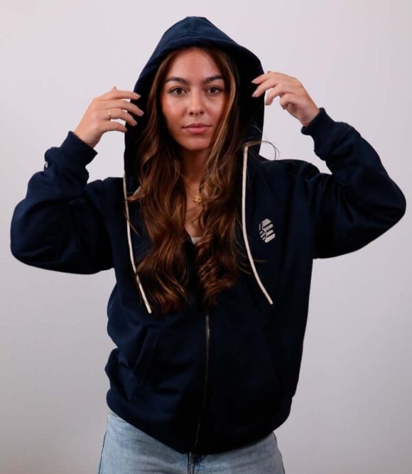 Be-Midnight Blue Zip Hoodie Mujer con capota