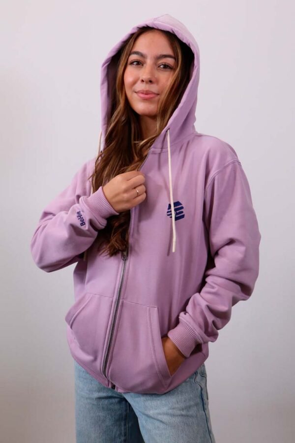 Be-Lilac Purple Zip Hoodie Mujer capota