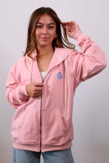 Be-Baby Pink Zip Hoodie mujer