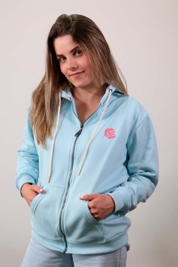 Be-Sky Blue Zip Hoodie mujer