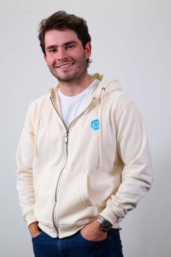 Be-Ivory White Zip Hoodie hombre