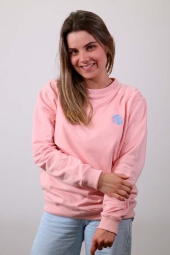 baby pink essential crewneck hoodie mujer