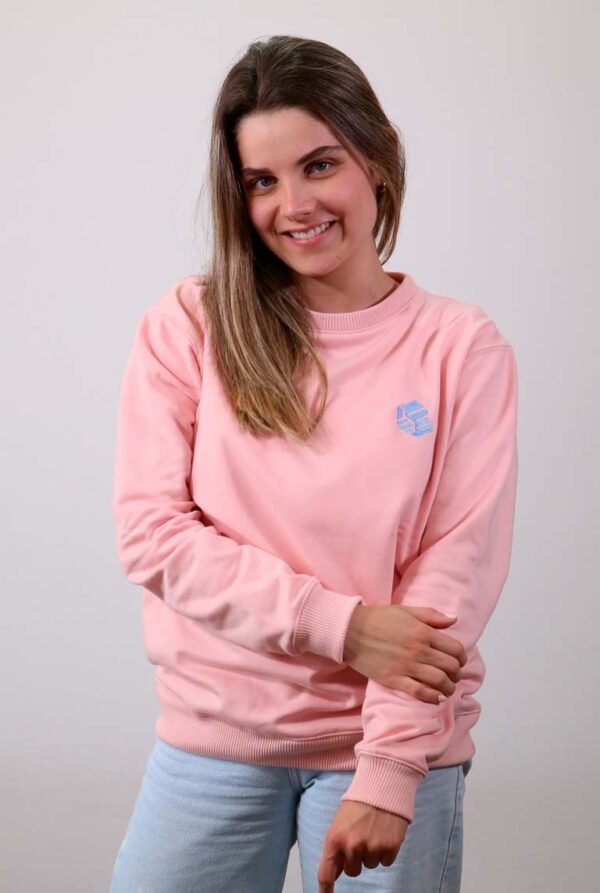 baby pink essential crewneck hoodie mujer