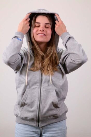 Be-Light Gray Zip Hoodie mujer capota