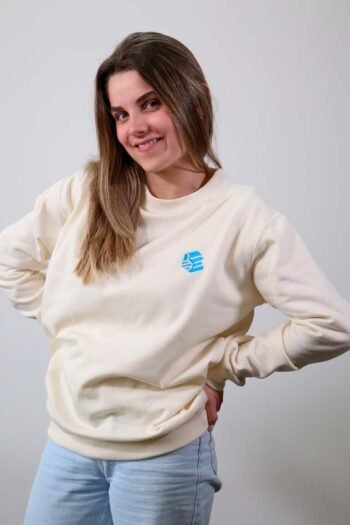 Be-Ivory White Essential Crewneck mujer